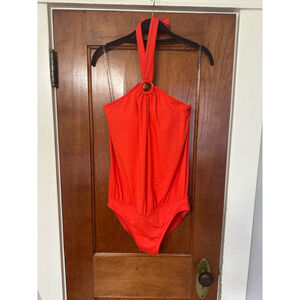 Michael by Michael Kors Halter One-Piece Swimsuit – Poppy Red – Size 8 – NWT